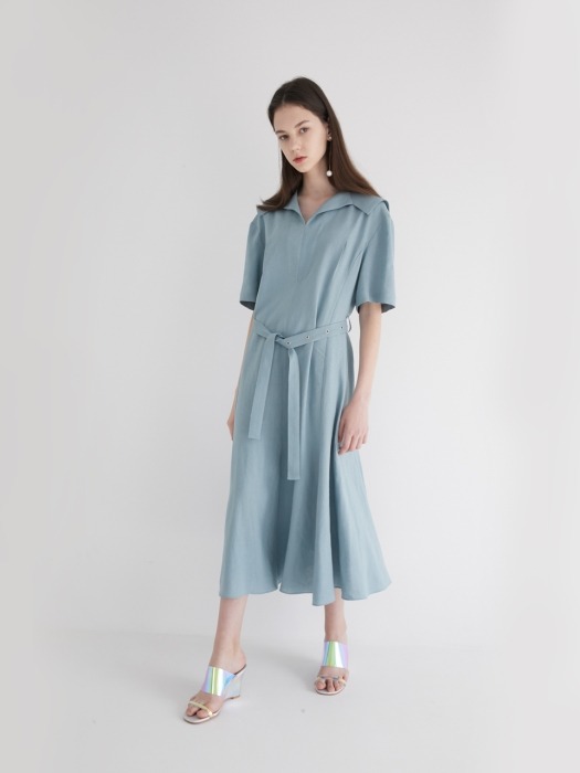 19 SUMMER_Vintage Mint Linen Sailor Dress 