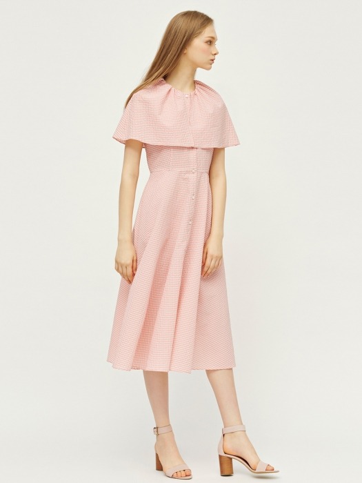 PINK GINGHAM CHECK CAPE DRESS