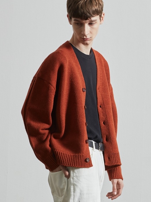 Oversized Wool Cardigan (ORANGE)
