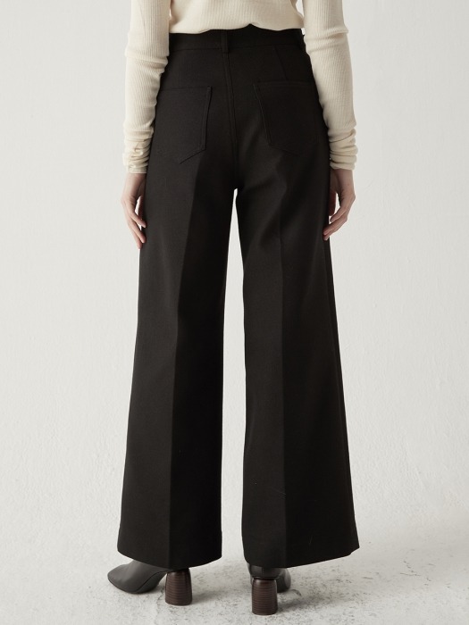 Belted wide trousers - Black
