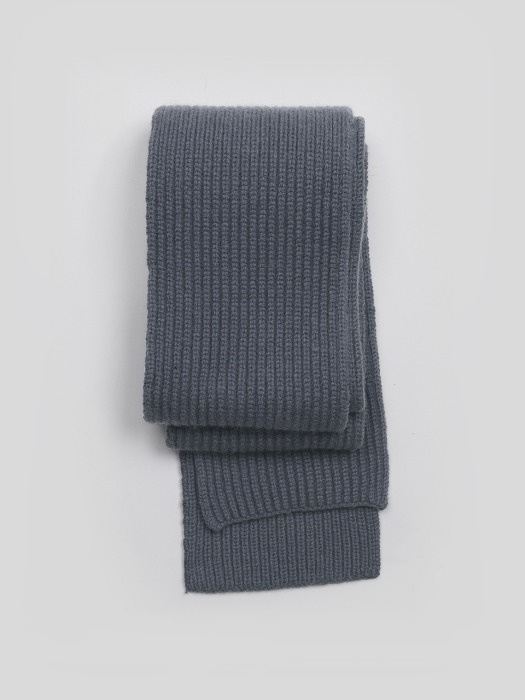 alpaca ribbed scarf (Mid-night blue)