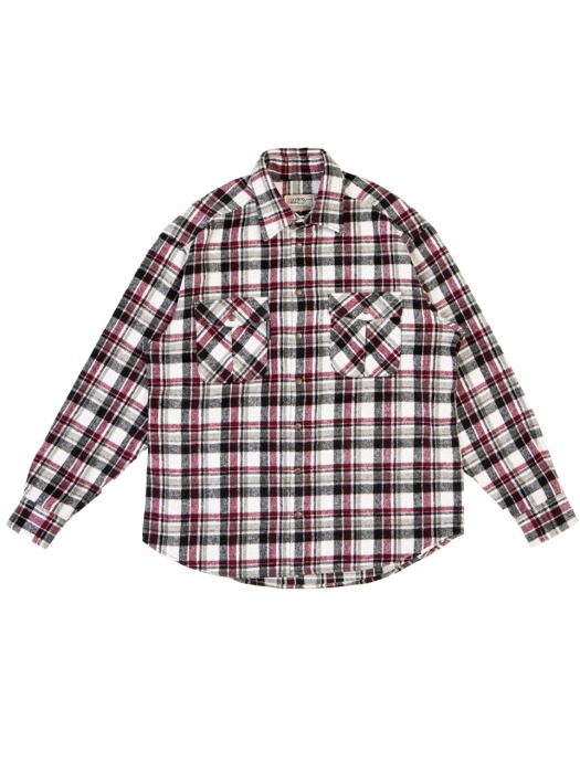 RNHI SNAP FLY CHECK LOOSE SHIRTS [WHITE WINE]