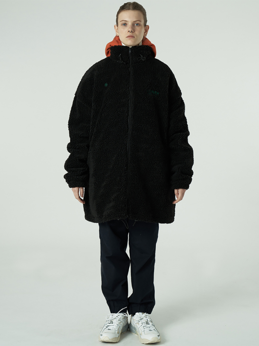 [L]Gmt long fleece jacket-black