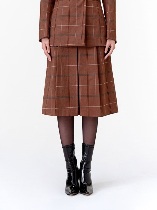 CLASSIC CHECK PATTERN SKIRT [BROWN]