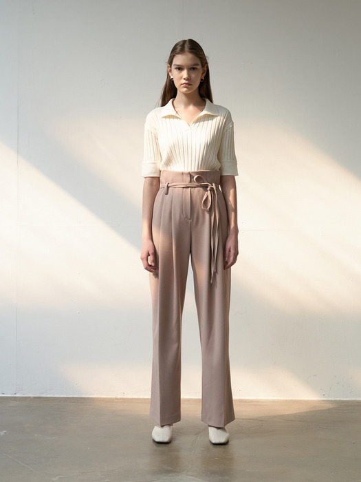 TTS BELTED TWO TUCK TROUSERS 2COLOR