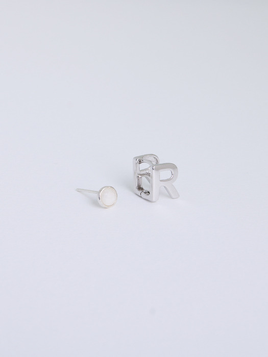 Initial & Silver Simple Earrings