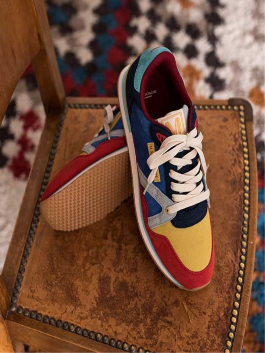 Mens Andre Suede Red Yellow Sneakers