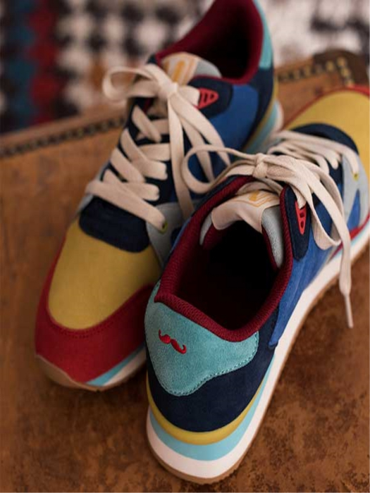 Mens Andre Suede Red Yellow Sneakers