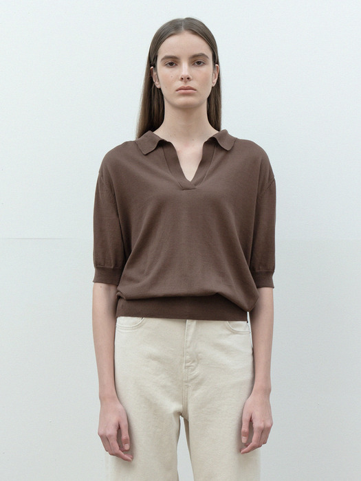 cotton collar knit (brown)