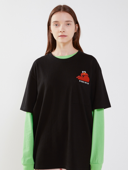 [SM20 SV X Sesame Street] Love Elmo Pocket T-Shirts(Black)