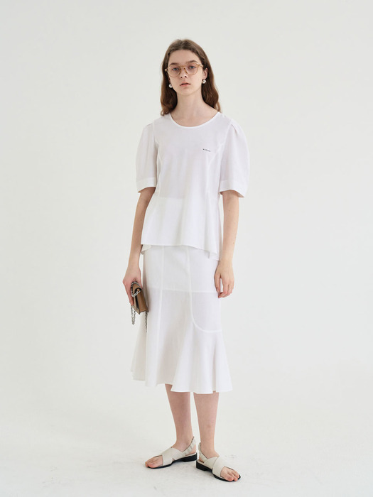 20 SUMMER_White Mermaid Linen Skirt 