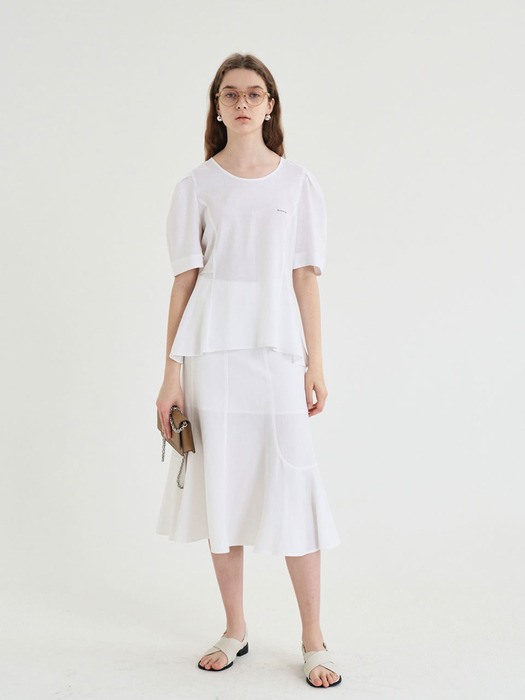 20 SUMMER_White Mermaid Linen Skirt 
