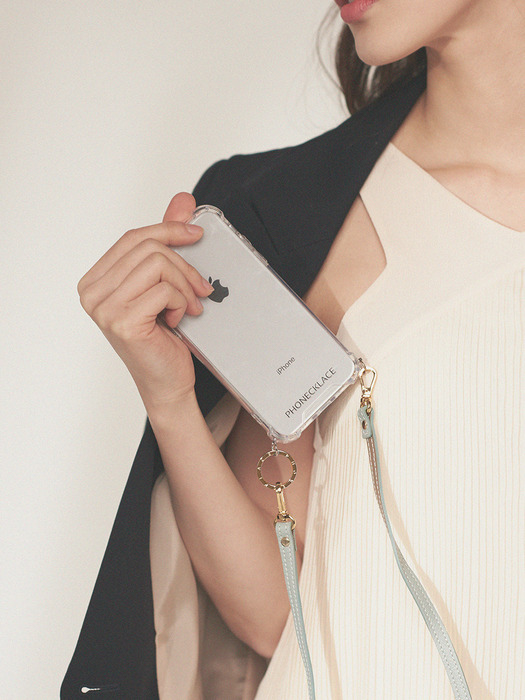 `민트/토프` Color Combi Leather Strap Case_아이폰
