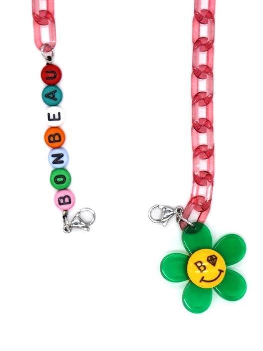 Kitsch color initial flower smile chain mask strap 컬러 스마일 이니셜 체인 마스크줄 스트랩