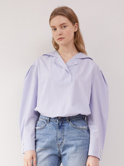 Sailor collar blouse - Sky blue