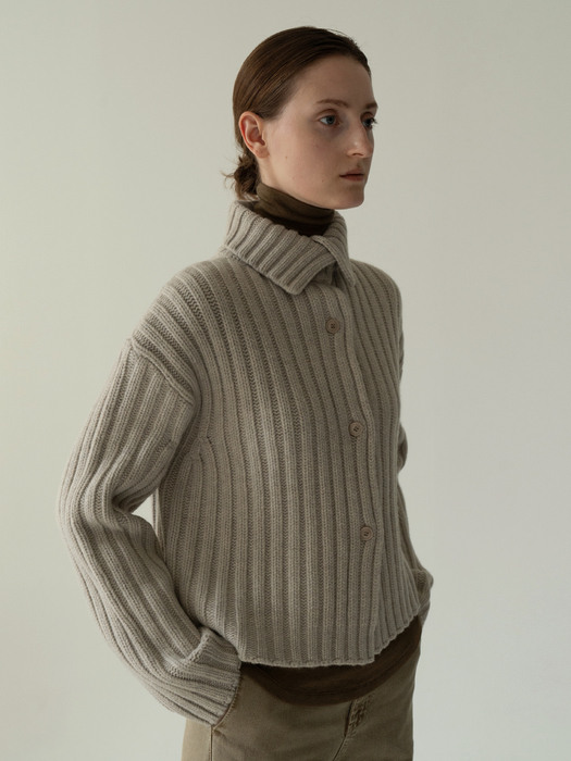 turtleneck cardigan (oatmeal)