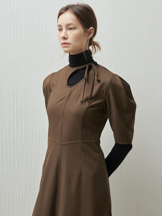 NEW CARINI Silk Wool Brown Dress