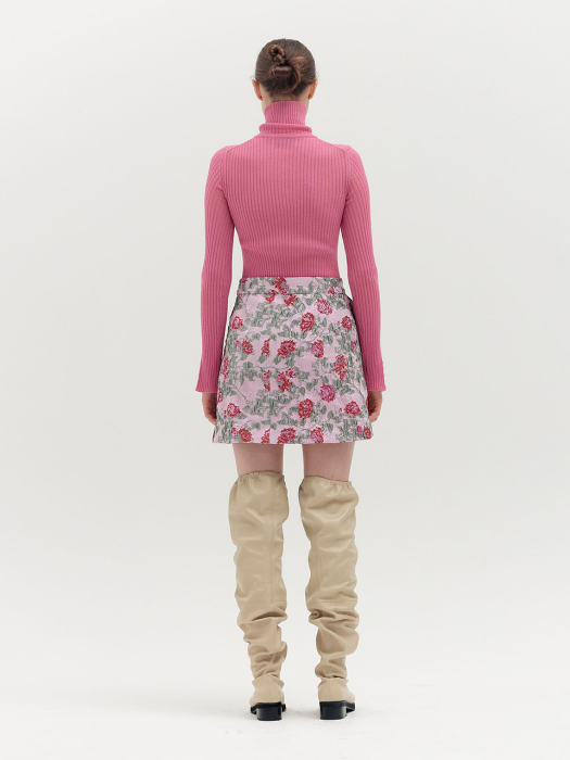 QIAH Buttoned Turtleneck Pullover - Pink