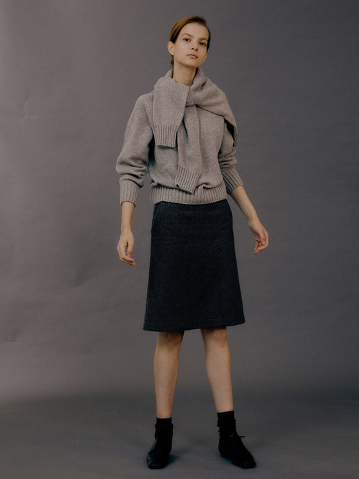 Classic wool mid-skirt (Pepper)