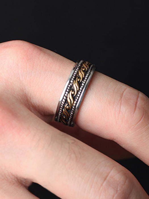 SCB106 [써지컬스틸] Simple gold anthique pattern ring