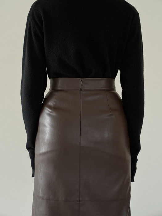 TTW FAKE LEATHER MIDI SKIRT 2COLOR