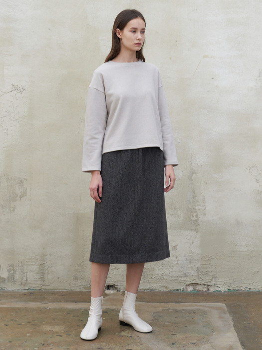wool basic skirt-herringbone