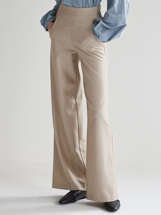 amr1205 Twill wide pants (beige)