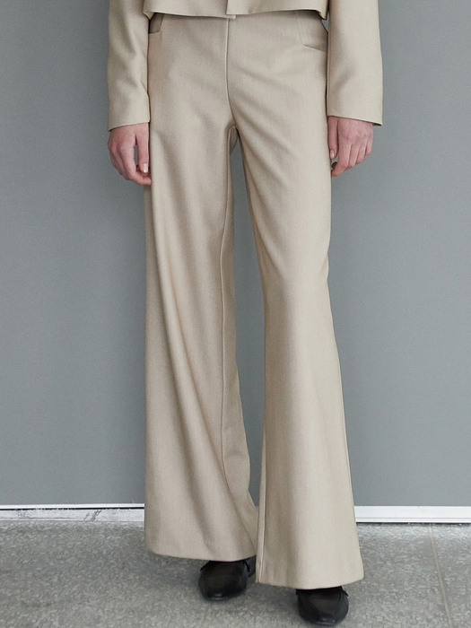 amr1205 Twill wide pants (beige)