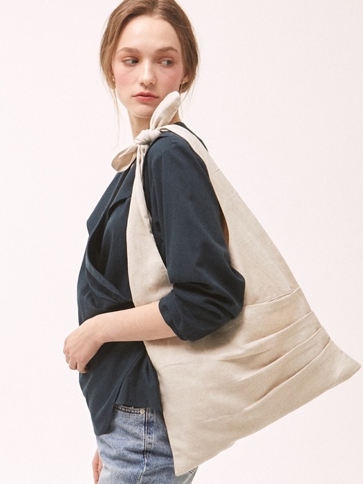 Linen Drape Pocket Bag - Beige