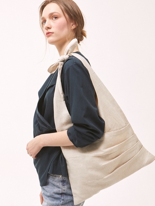 Linen Drape Pocket Bag - Beige