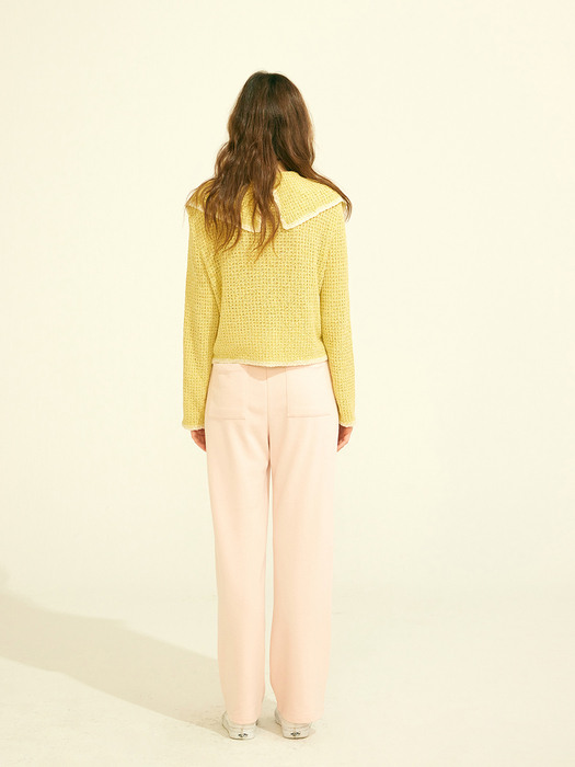 WIDE COLLAR CARDIGAN - YELLOW