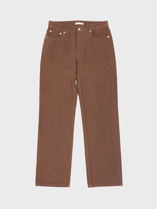 WIDE JEANS GARMENT DYED BROWN