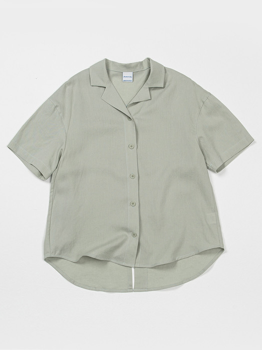 Back slit linen shirts-khaki