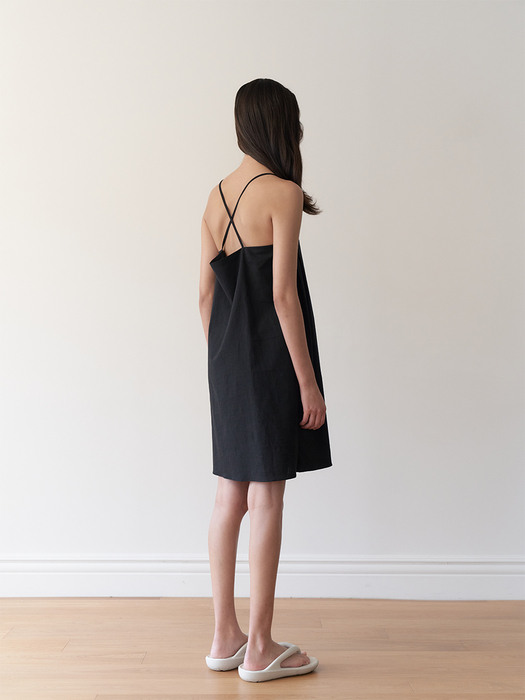 21SS Linen mini dress (Black)