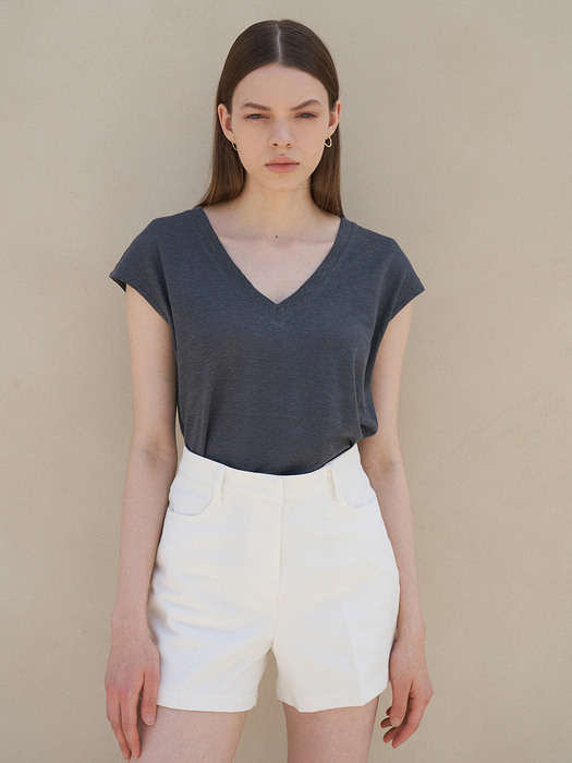 Linen V Neck T-shirt