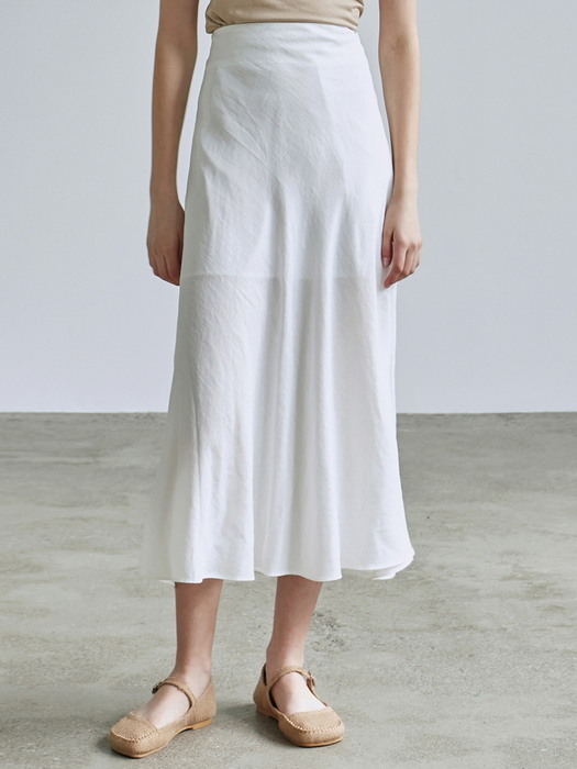 SATIN LONG SKIRT_WHITE