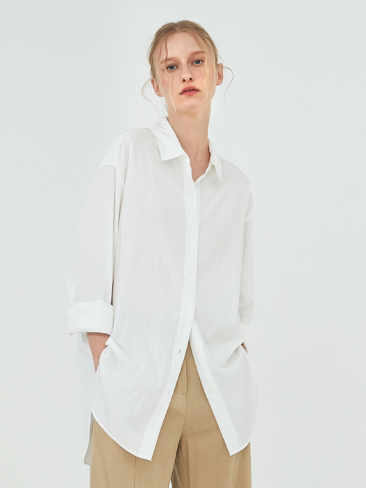 RAYON BLENDED FABRIC SHIRTS_WHITE