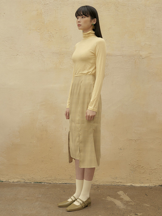 [단독][SET] FSTS BASIC POLA BUTTER YELLOW + FSTS MERMAID GLEN CHECK SKIRT BURTTER YELLOW