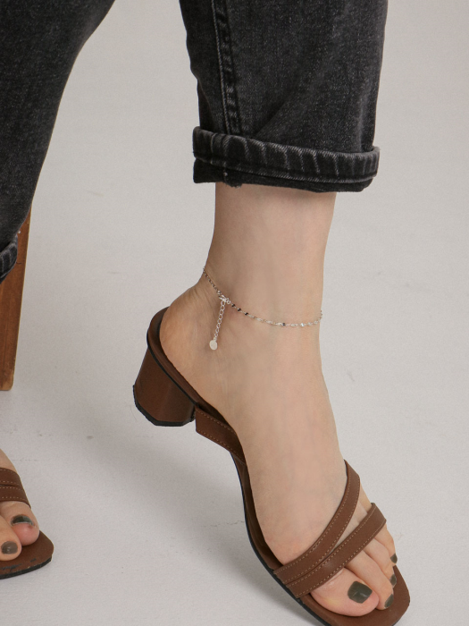 Lock Up Link Chain Silver Anklet Iak26 [Silver]