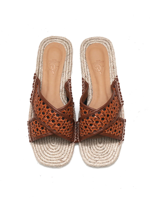 ALC061 Espadrille_Slipper Brown Mesh