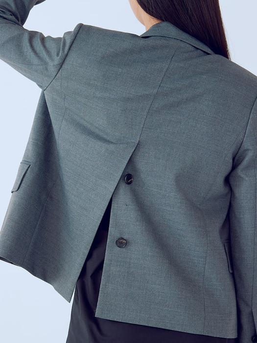 Single Breasted Regular Fit Jacket  Grey (KE1811M013)