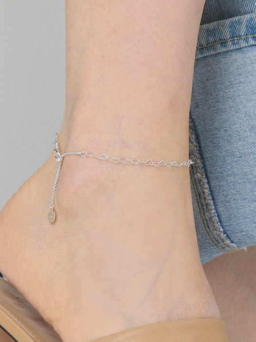 Tiny Heart Chain Silver Anklet Iak35 [Silver]