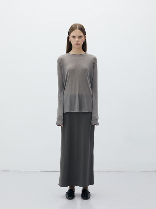 tr long slit skirt_grey