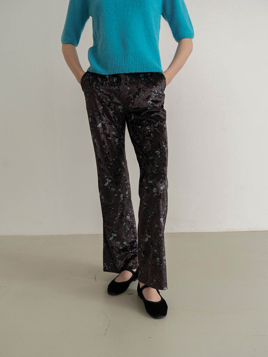 Pattern Flare Pants - Dark brown