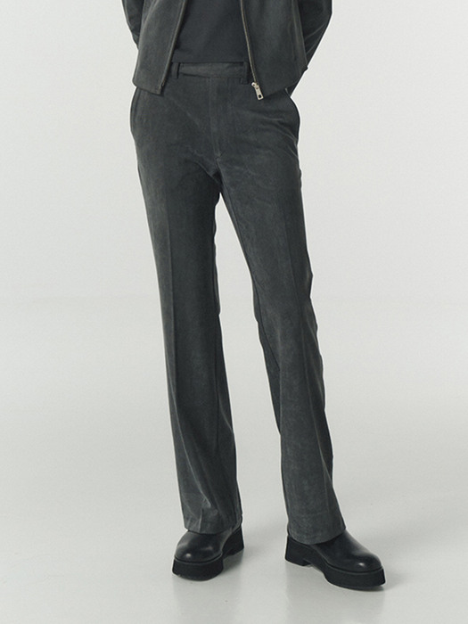 SUEDE BOOTCUT PANTS (GRAY)