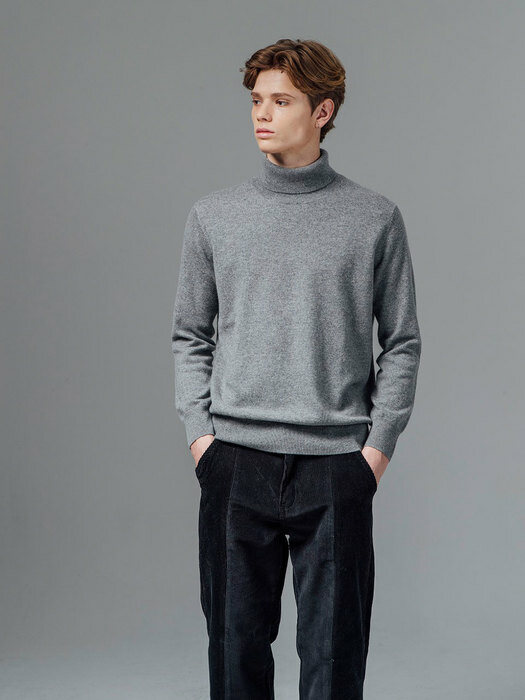 cashmere turtleneck pullover_grey