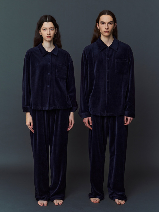 VELOUR PAJAMA COUPLE SET_midnight