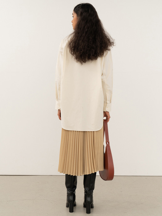 Wool Pleats Skirt Sand-beige