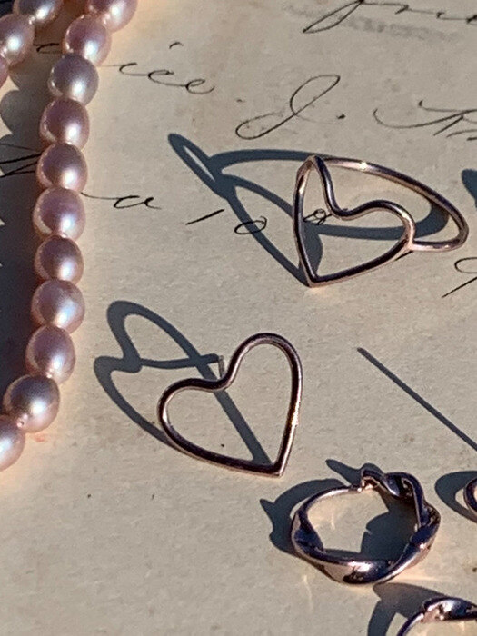 Rachel Color Heart Earrings 925silver _ Lavender Pink