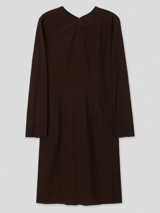 SLIT-SKIRT LONG DRESS(BROWN) FABRIC FROM ITALY